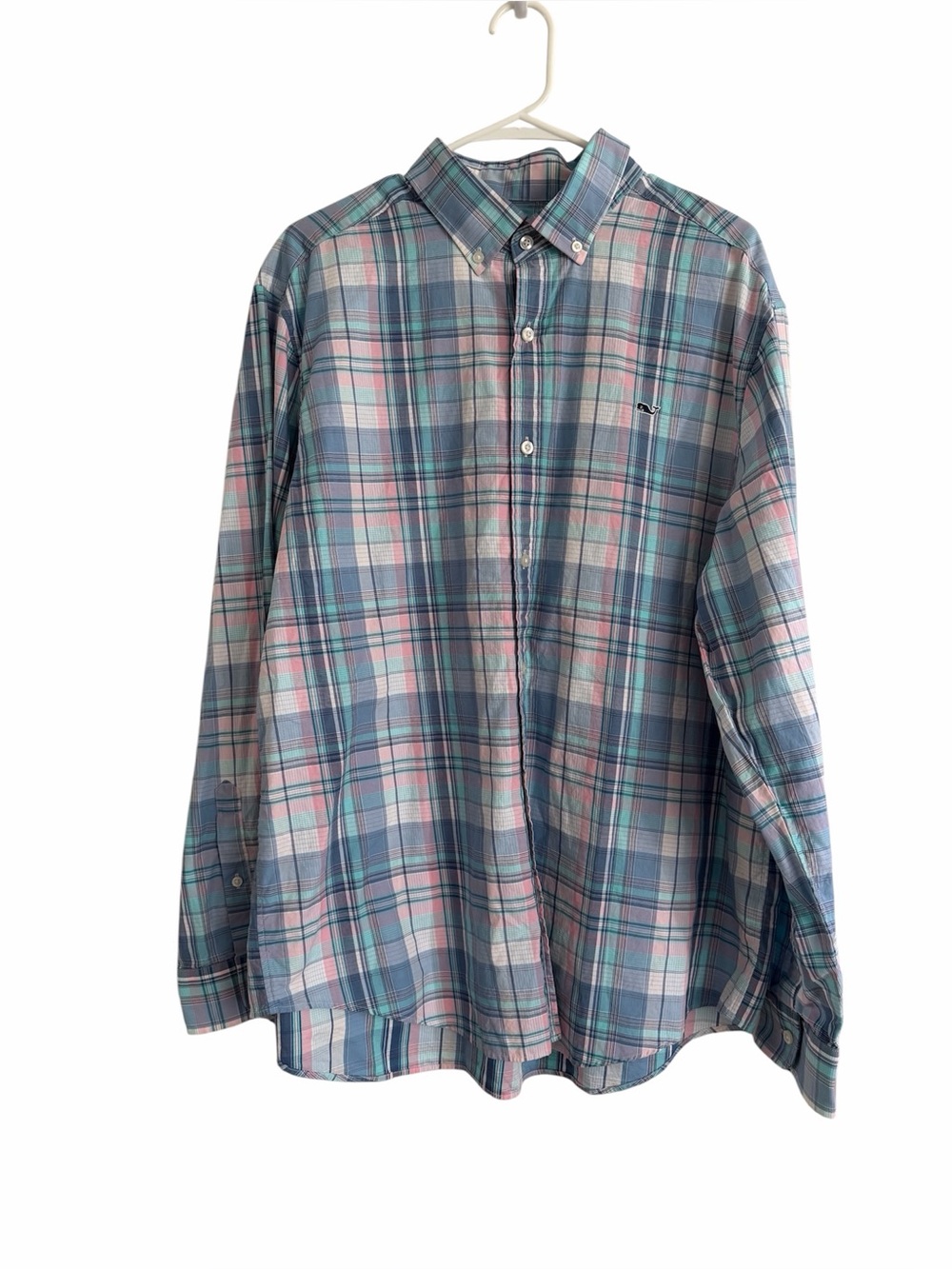 Vineyard Vines lan & Shep Whale Shirt Plaid 100%? Cotton Button-Up Men's XL